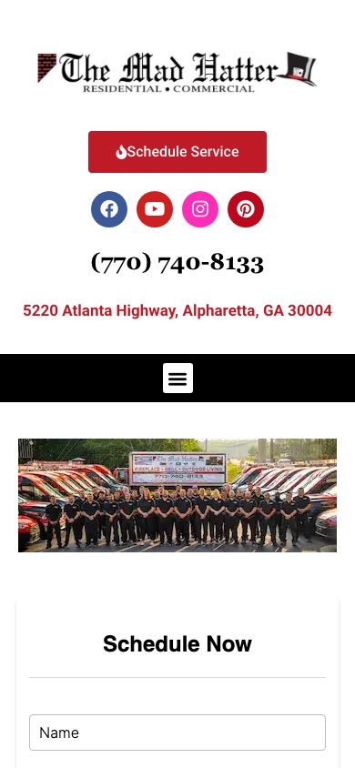 The current homepage on a phone